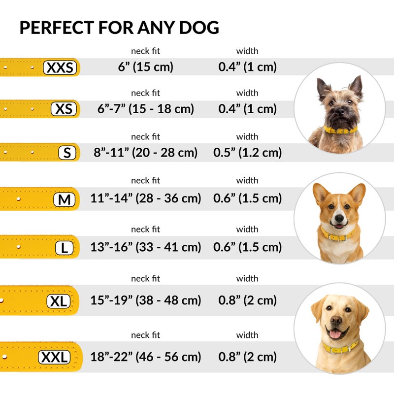 CollarDirect Rolled Leather Dog Collar, Soft Padded Round Puppy Collar, Handmade Genuine Leather Collar Dog Small Large Cat Collars 13 Colors (6-7 Inch, Yellow Textured) - Image 4